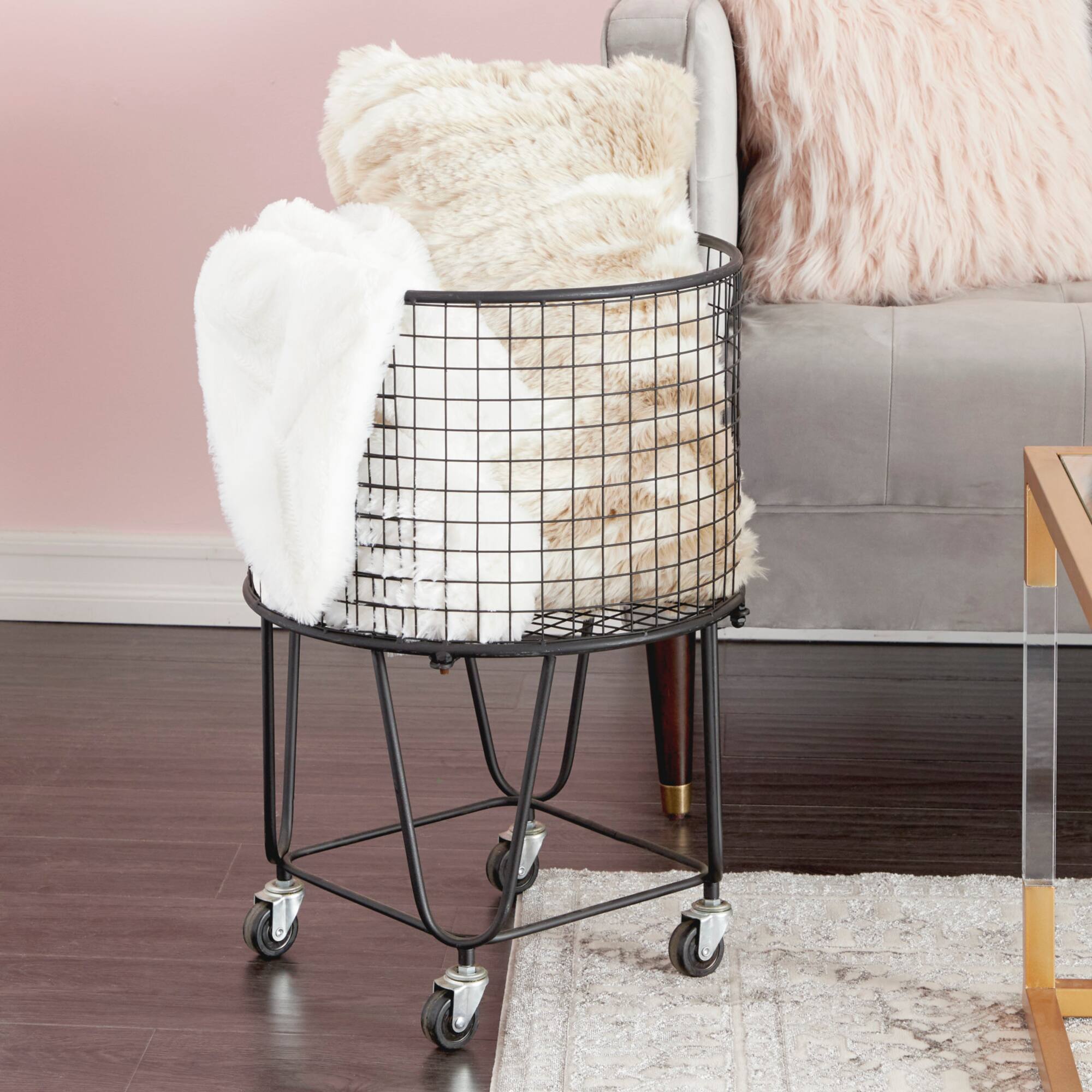 CosmoLiving by Cosmopolitan 24" Black Industrial Metal Storage Cart